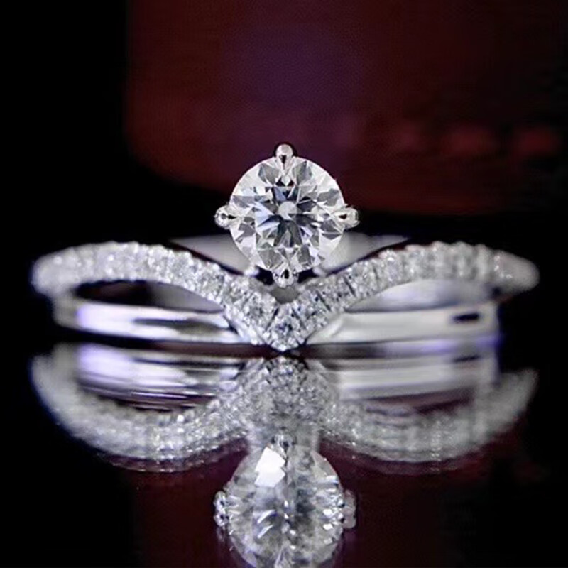 俪萌珠宝 定制18k金钻戒结婚20分钻石戒指女克拉求订结婚显钻 主钻20