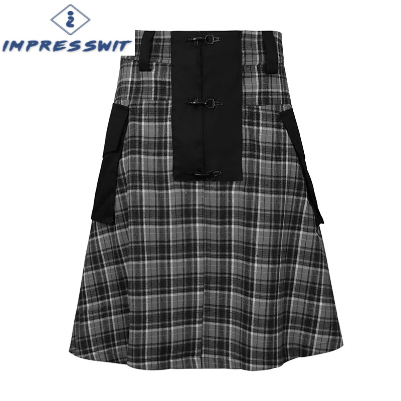 impresswit苏格兰裙子男士2023新款春夏男式爱尔兰节日格纹短裙围裙