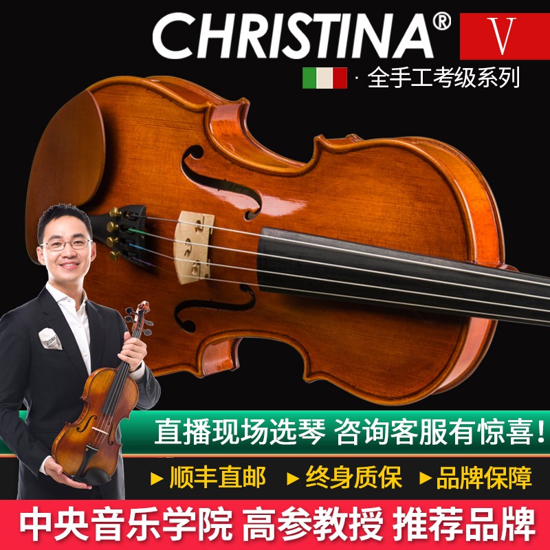 克莉丝蒂娜（Christina）手工实木小提琴初学入门考级进阶儿童成人大学生专业乐器v04 V04 2022新款亮光 4/4身高155cm以上