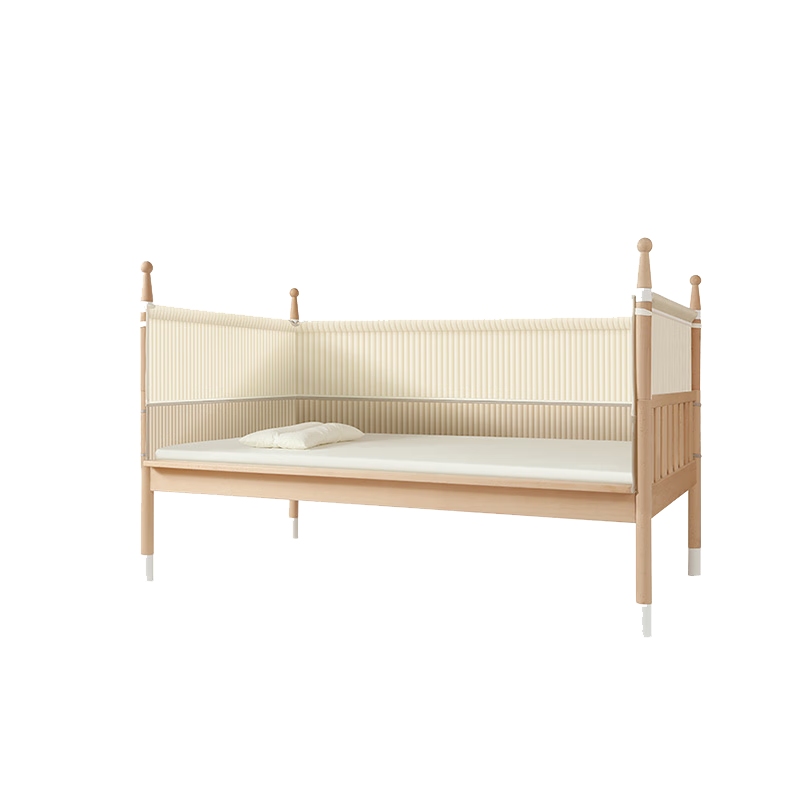 巴布豆（BOBDOG）拼接床 婴儿床实木床边床高护栏宝宝床加宽床边床儿童床新生儿 190*60+米咖床围+椰棕床垫