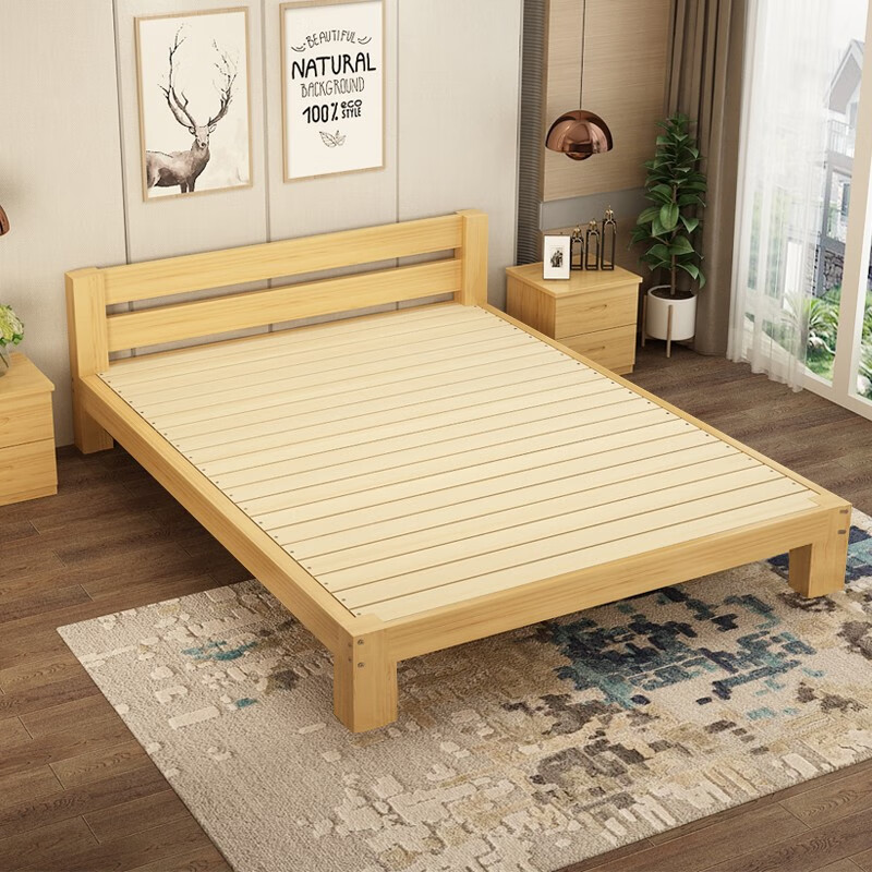 床 实木床 双人床单人床1.2米1.5米1.8米床卧室储物床小孩床日式床北欧实木榻榻米 原木色（带床头） 1200*2000