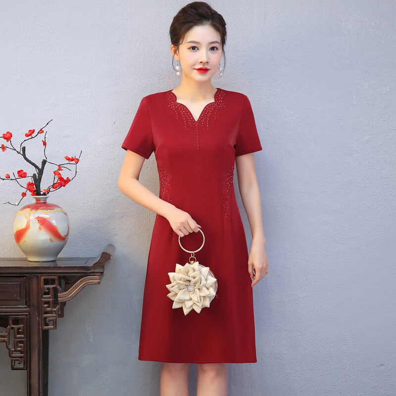 艾诗甜婚礼妈妈装高档礼服婚礼妈妈结婚礼服年轻高贵洋气小个子喜婆婆