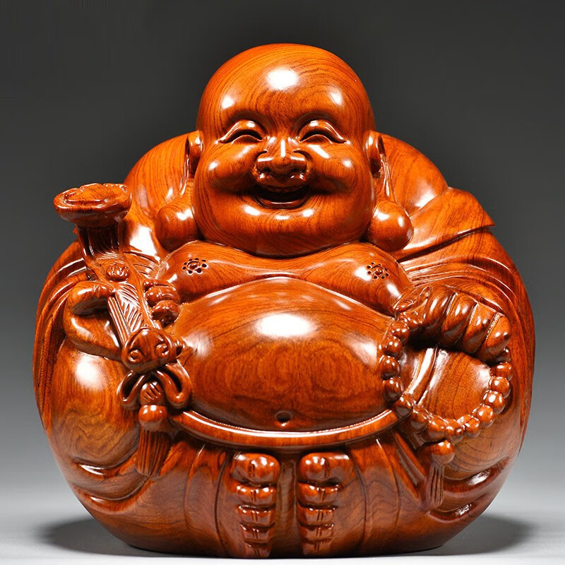 仙将花梨木雕弥勒佛摆件如意坐莲笑佛实木质雕刻家居客厅红木工艺品