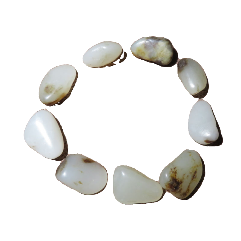 随峰和田玉精品收藏级新疆老熟如酥洒金皮白玉籽料原石手链手串