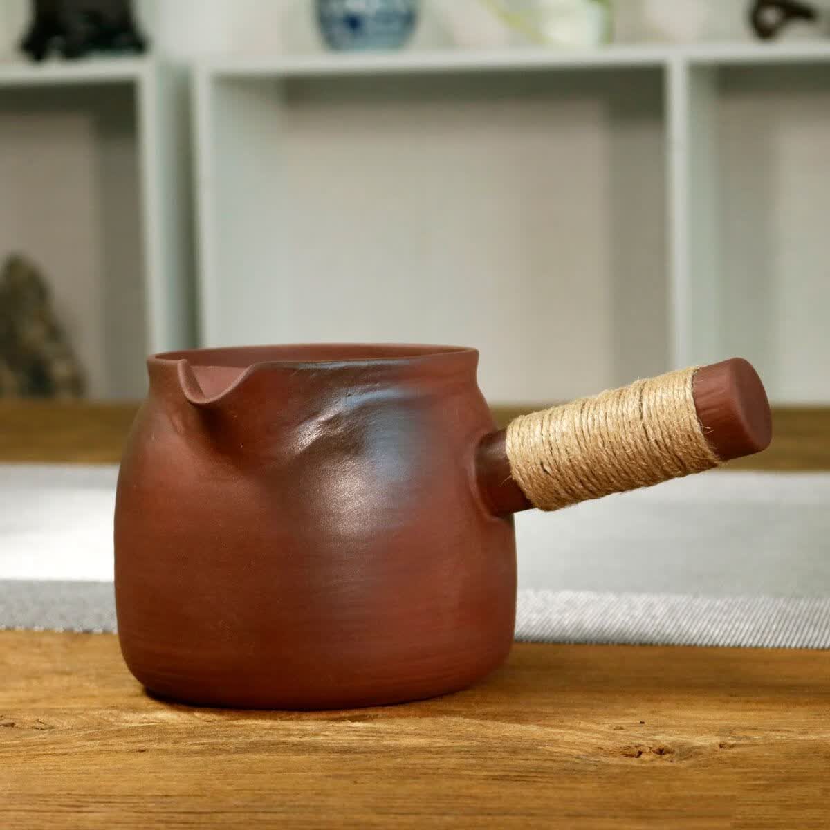 雅漫林潮州原矿老岩泥侧把围炉煮茶壶砂铫壶大容量炭炉电陶炉 潮州