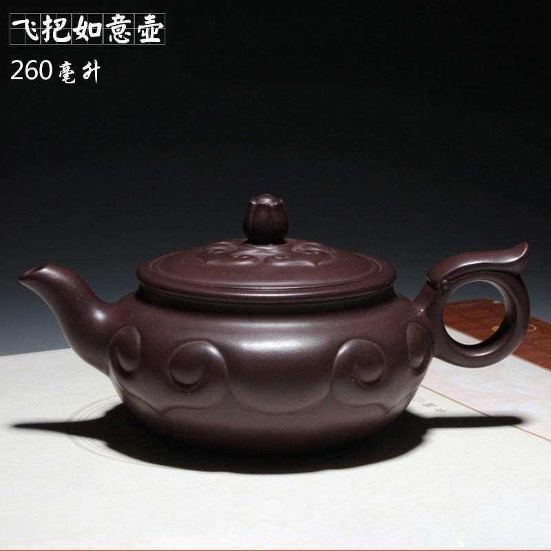 茶具茶壶 纯全手工原矿优质老紫泥飞天如意壶260ml 紫泥260ml