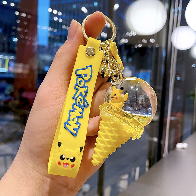 q版卡通皮卡丘冰淇淋钥匙扣挂件书包学生小礼品可爱少女心ins礼物飘浮