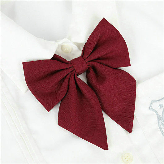 京蝌蝌新款马卡龙纯色女士领结领花jk领结韩版休闲女生蝴蝶结 暗红