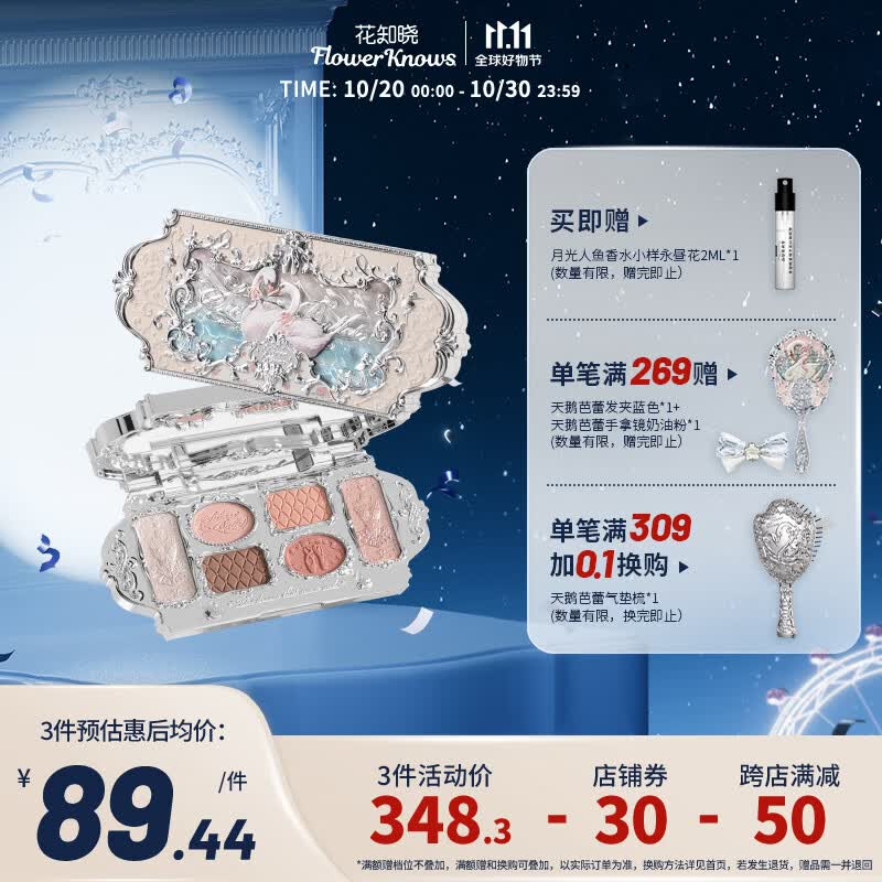 花知晓 天鹅芭蕾六色眼影哑光珠光眼影盘送女友生日礼物 01白天鹅属于什么档次？