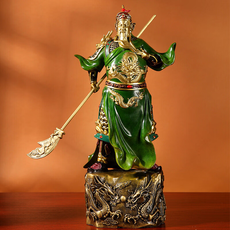 铜彩绘关公摆件关二爷武圣家居客厅办公室装饰开业乔迁摆件  龙腾万里