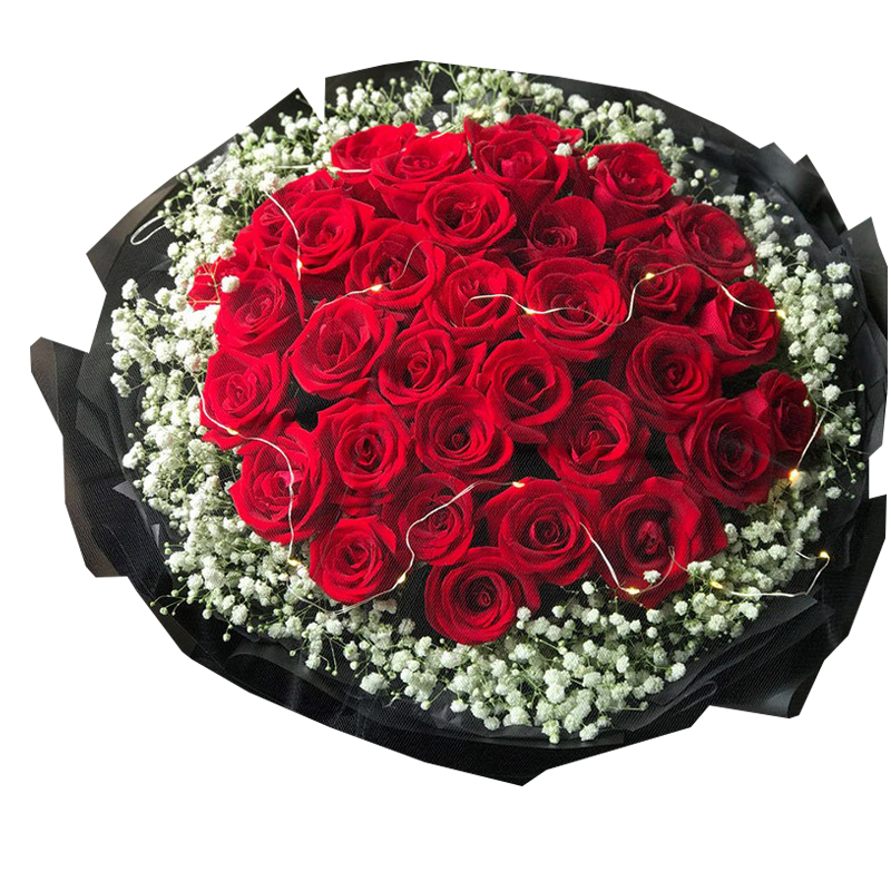 花递鲜花速递99朵玫瑰花束生日礼物送女友送老婆同城配送 33枝红玫瑰-三生爱恋 | V50 平时价