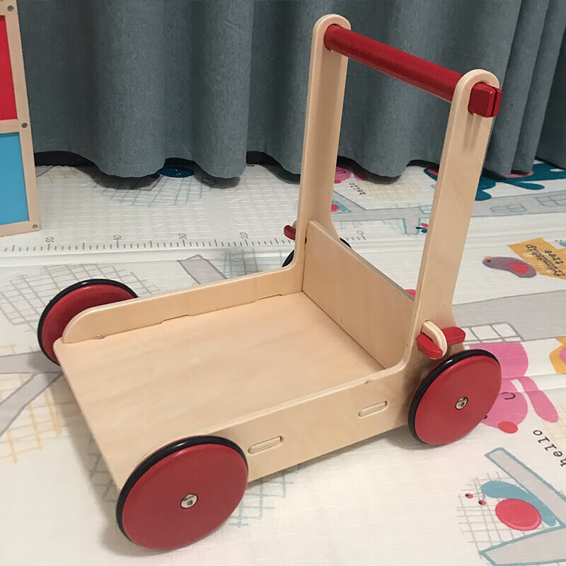 速木质学步车手推车玩具多功能防o型腿 宝宝学走路教行 l型木推车速