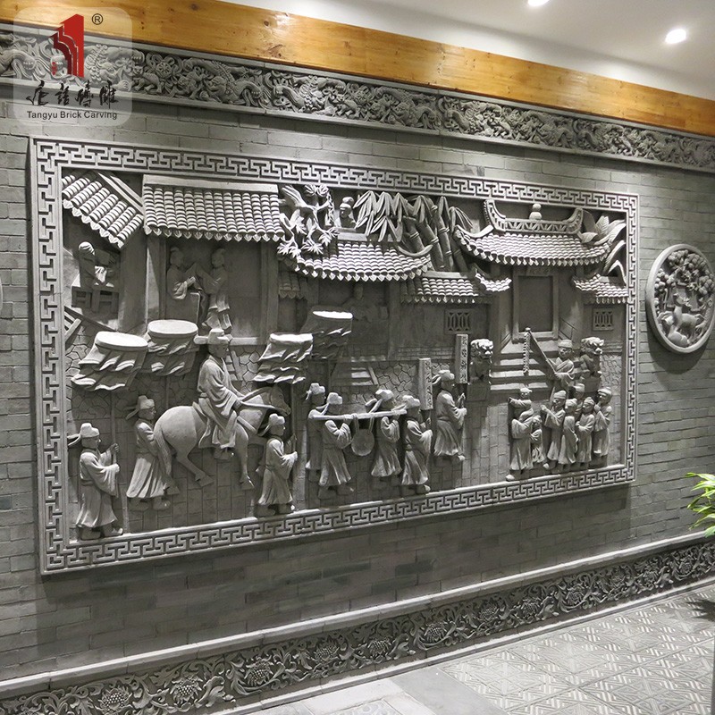 唐语砖雕 仿古砖雕仿古砖 青砖文化砖 影壁墙照壁浮雕 古镇街景文化墙