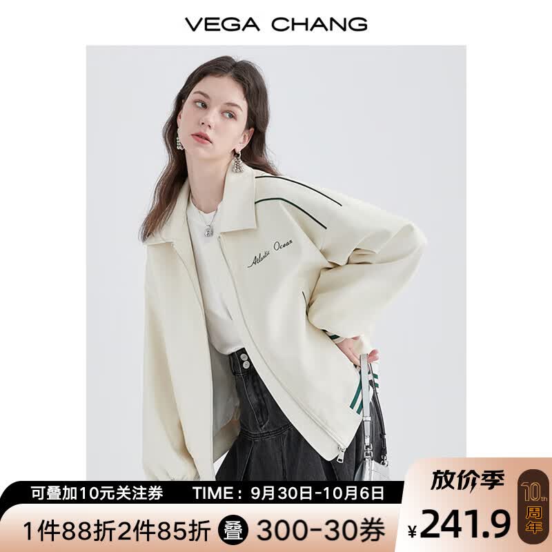 VEGA CHANG皮衣外套女机车风2023春季新款韩版宽松PU皮拼色外套 米杏色 L怎么看?