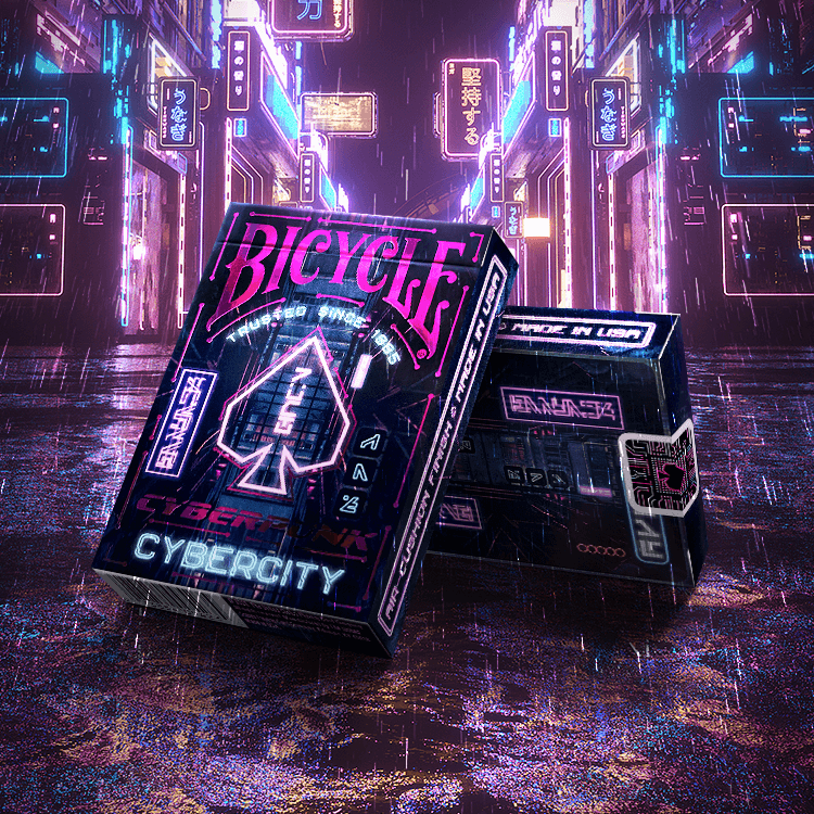流彗扑克牌高颜值炫酷单车花切魔术纸牌赛博朋克城电路控制台 赛博城