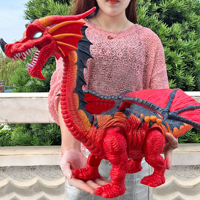 赟娅大号恐龙玩具会下蛋电动仿真动物男孩生日礼物玩具六一节礼物 红色下蛋恐龙