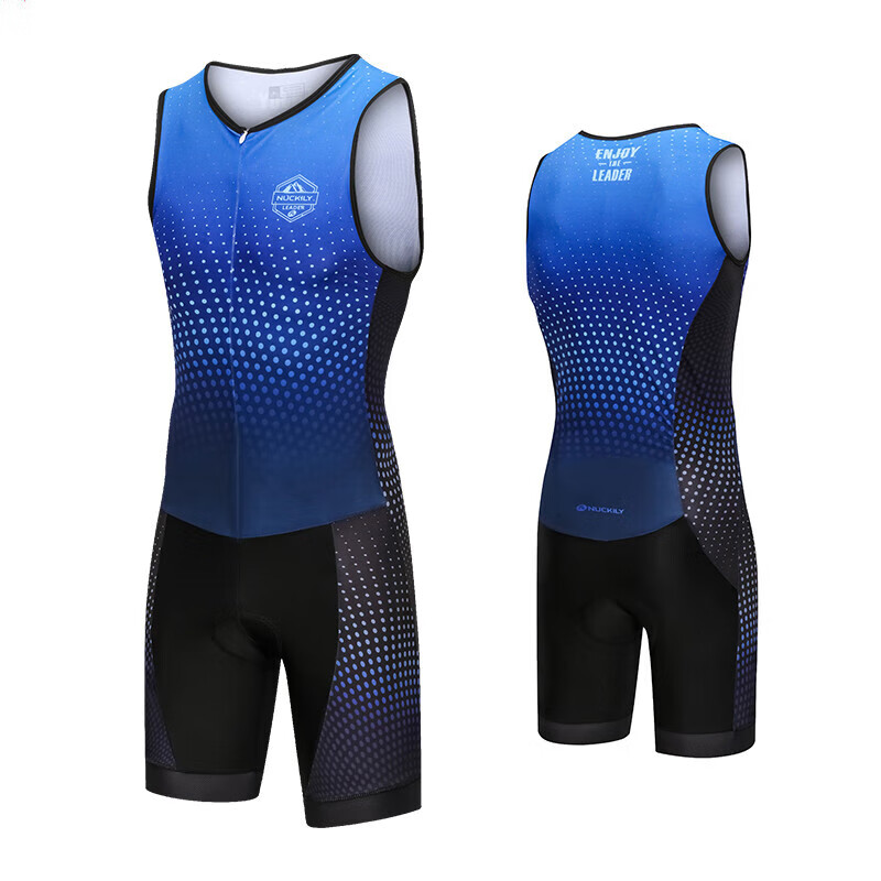 兰伶坊无袖铁三服连体衣铁人三项运动男款骑行服高弹速干排汗比赛装备