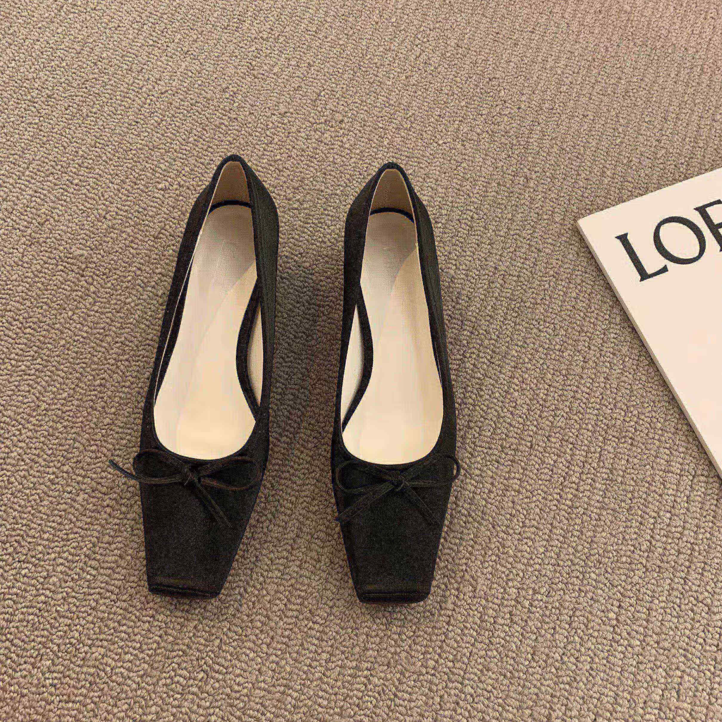 法式中跟方头仙女鞋子2023年新款夏季小清新少女紫色气质粗跟单鞋 gl