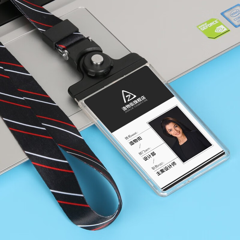 定做员工卡人像卡姓名牌工号牌金属胸牌员工挂牌带照片双面透明证件套