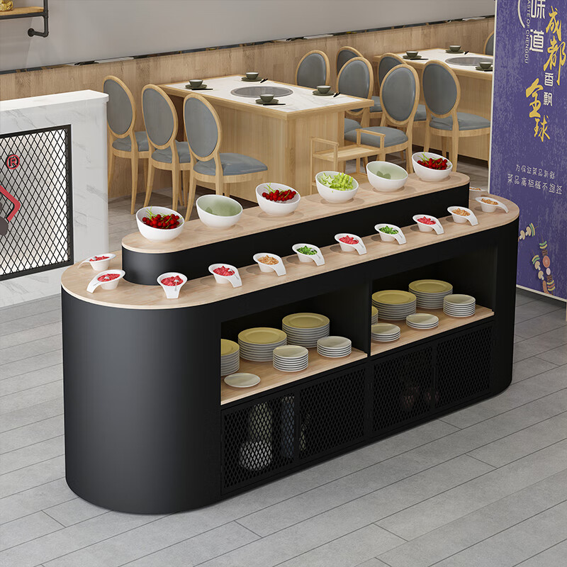 妙普乐高档轻奢火锅店调料台商用小料台双面酱料台餐厅弧形备餐柜自助