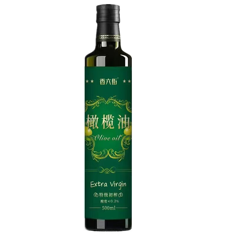 香六街特级初榨橄榄油西班牙原油进口食用油500ml  初榨橄榄油纯 初榨橄榄油500mlx1瓶