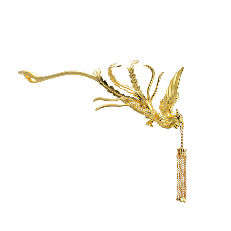 s925银凤凰发簪女汉服旗袍头饰步摇流苏簪子复古国风婚嫁凤钗 小号