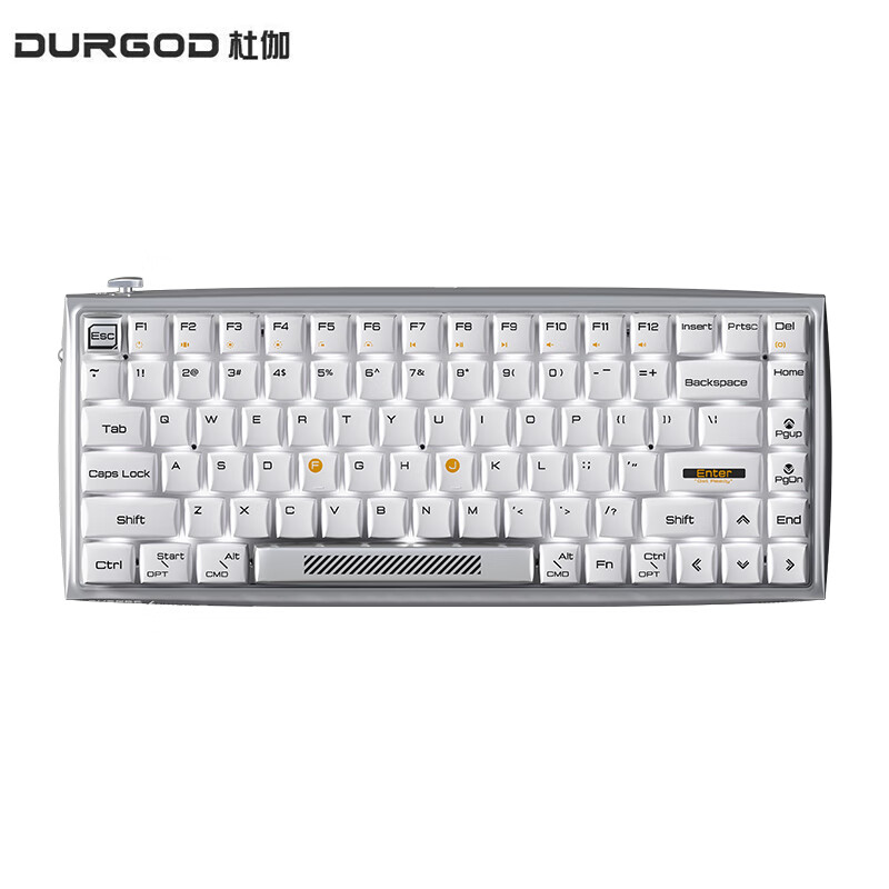 DURGOD杜伽Hi Keys无线蓝牙双模背光机械键盘84键家用办公ipad/Mac男女生生日礼品 银白(白光)线性-静音红轴单光