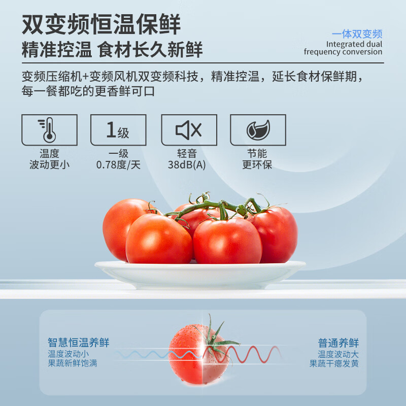 上菱447升对开门冰箱双开门 宽70厘米 风冷无霜一级能效变频家用大容量电冰箱节能以旧换新BSE447PWL