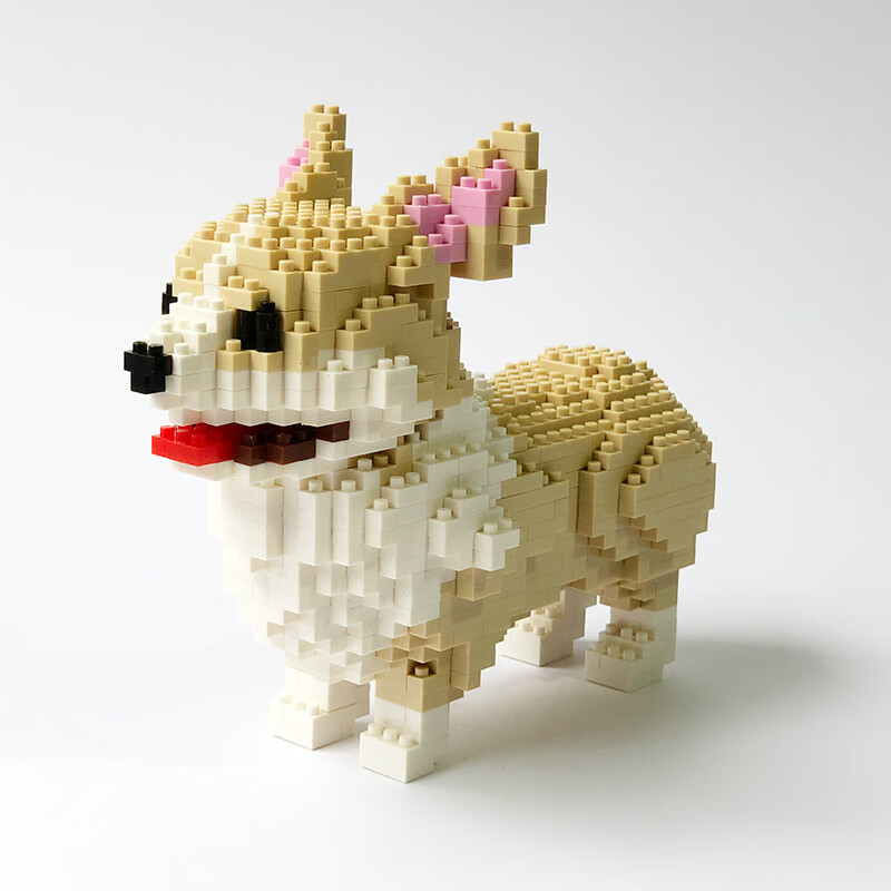 微型成人钻石小颗粒拼插积木玩具动物宠物狗哈士奇 xz8040大号柯基