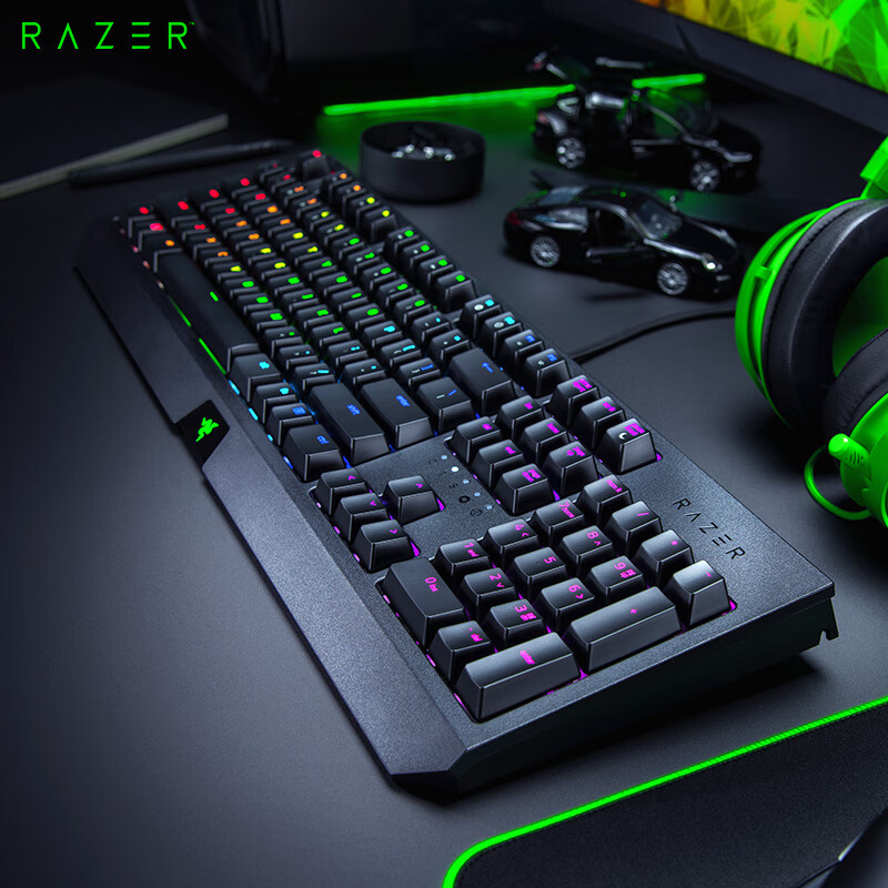 雷蛇 Razer 黑寡妇蜘蛛2019款 机械键盘 有线键盘 游戏键盘 104键 RGB 电竞 绿轴