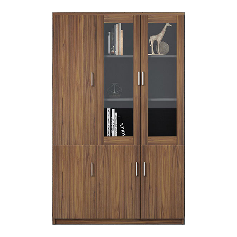 苏标文件柜档案柜办公室木质玻璃文件柜财务柜带锁储物柜资料柜办公柜 三门