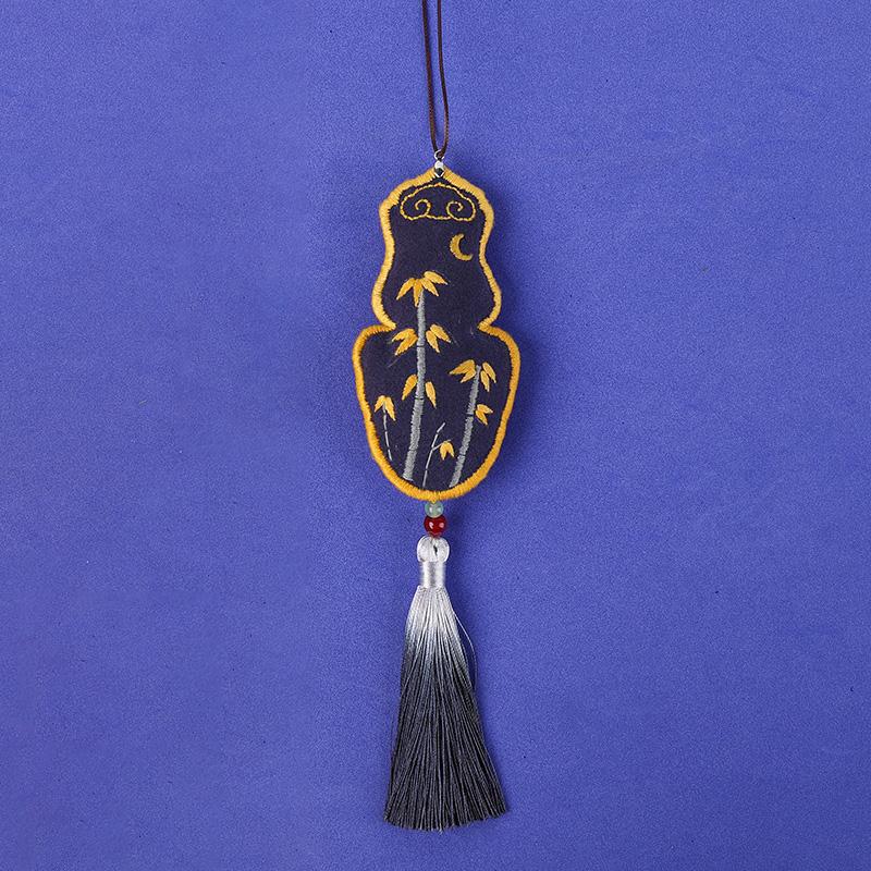 符刺绣手工自绣diy苏绣绣花平安福汽车挂件香囊创意绣品 竹报平安