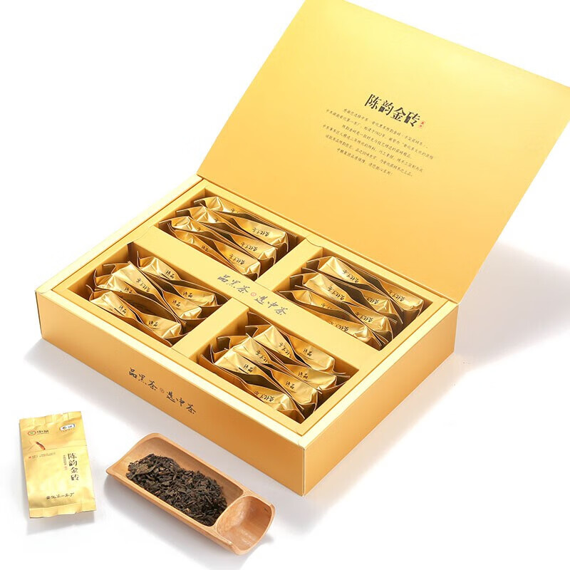 中茶 百年木仓黑茶 湖南黑茶 三年陈料手筑金花茯砖  陈韵金砖 2019年