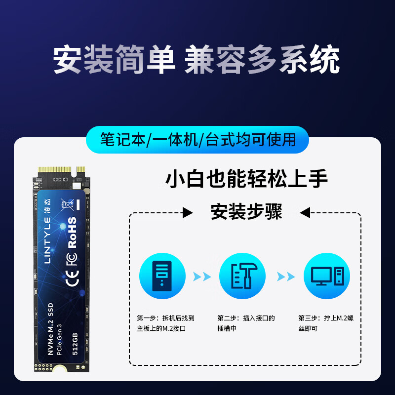 凌态 SSD固态硬盘 M.2接口(NVMe协议) PCIe3.0x4 长江颗粒 内置装机硬盘游戏 X15 固态TLC颗粒 512G