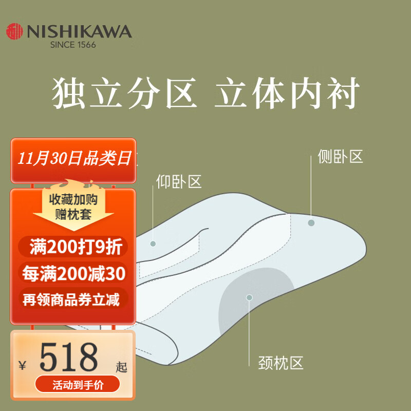 西川（NISHIKAWA） 日本进口可水洗软管枕颈椎记忆枕芯礼盒装肩乐寝56*38CM 肩乐寝-舒肩高枕9cm