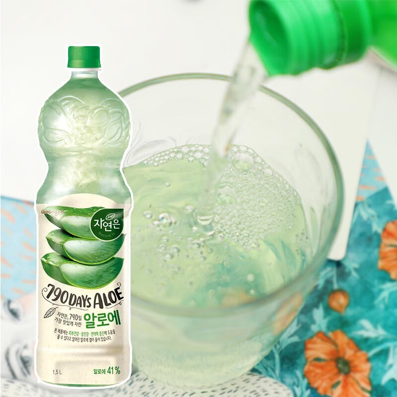 clcey熊韩国熊津芦荟汁饮料 15kg 进口大瓶装 芦荟汁饮料1.5kg*1瓶