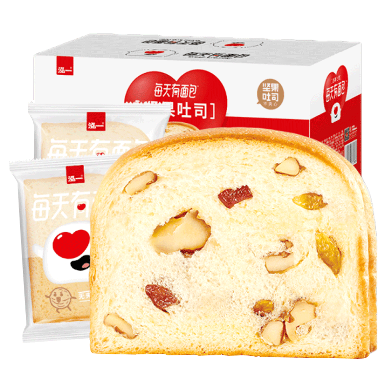 泓一坚果面包吐司 早餐手撕面包休闲零食代餐营养饱腹下午茶糕点650g