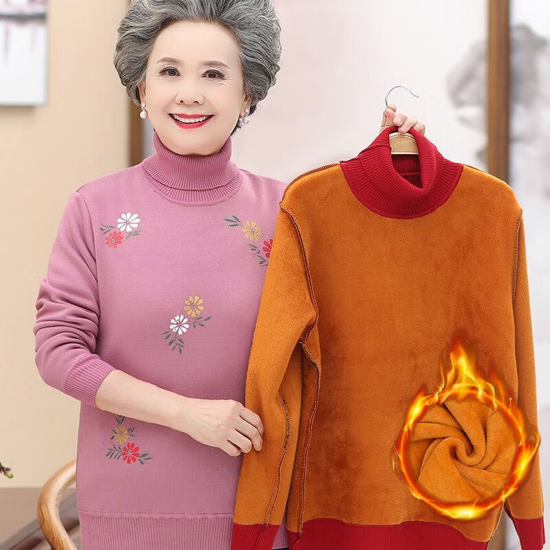 乐拓健(letuojian) 胖特冬装加绒加厚老太婆棉服人女冬装加绒加厚毛衣
