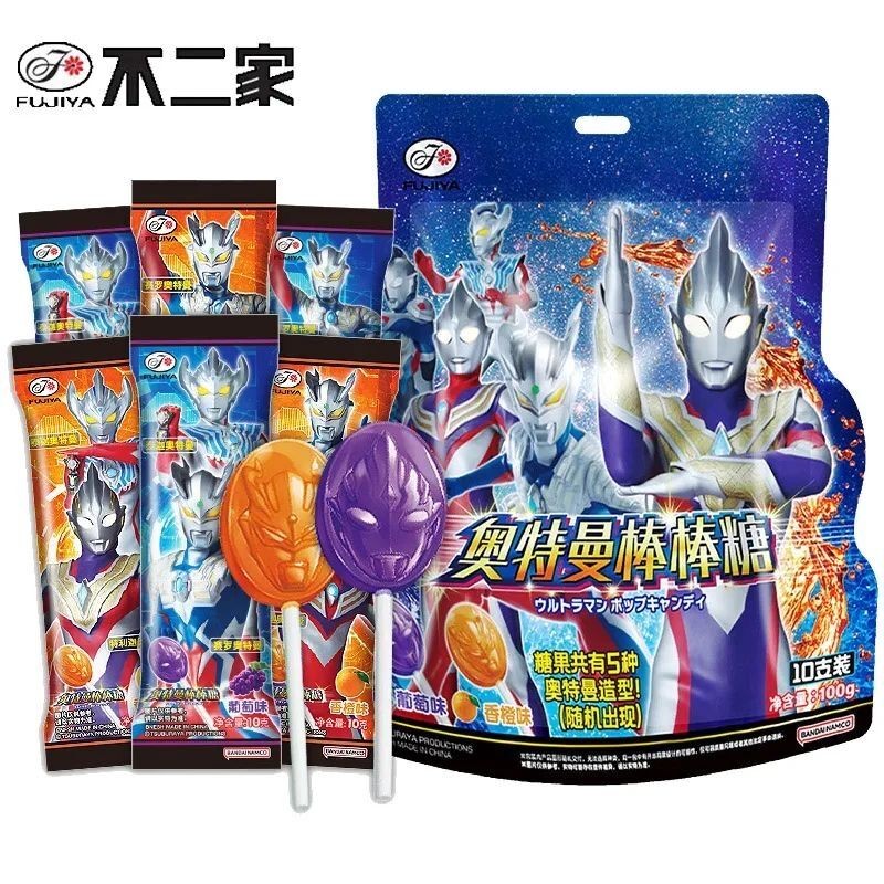 不二家(fujiya)不二家奥特曼棒棒糖迪迦赛罗奥特曼图案水果糖儿童糖果