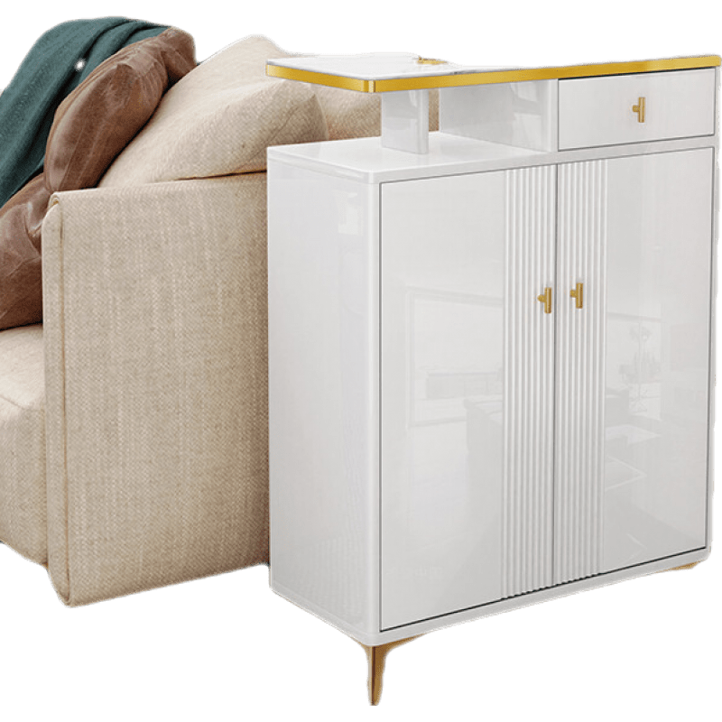 班奇盾 轻奢双面鞋柜不靠墙家用门口一体玄关柜客厅隔断烤漆鞋柜 N-508玄关柜80CM 组装