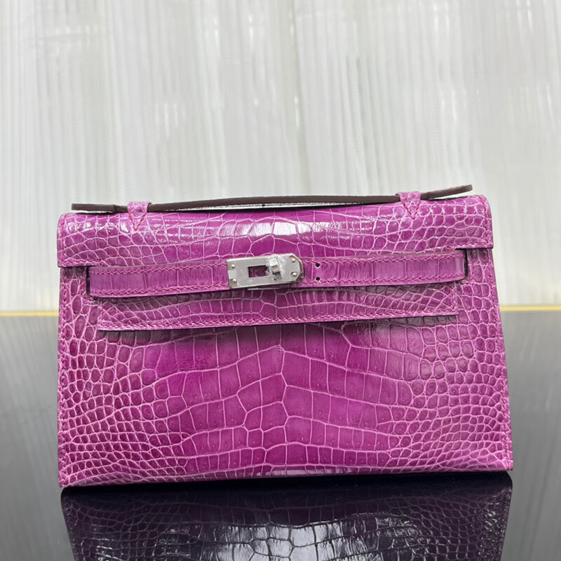 胤尚高光鳄鱼皮凯莉包mini一代22h手缝蜡线亮面手提包迷你kelly女包