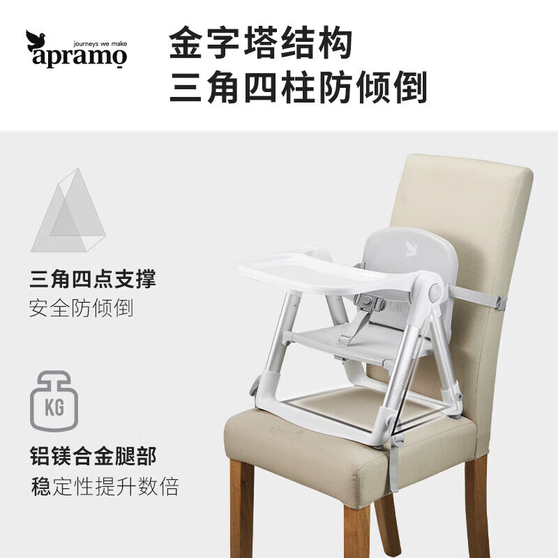 安途美宝宝餐椅儿童餐桌椅可折叠便携椅子 婴儿餐椅升级款 白金限定款【圣诞礼盒】