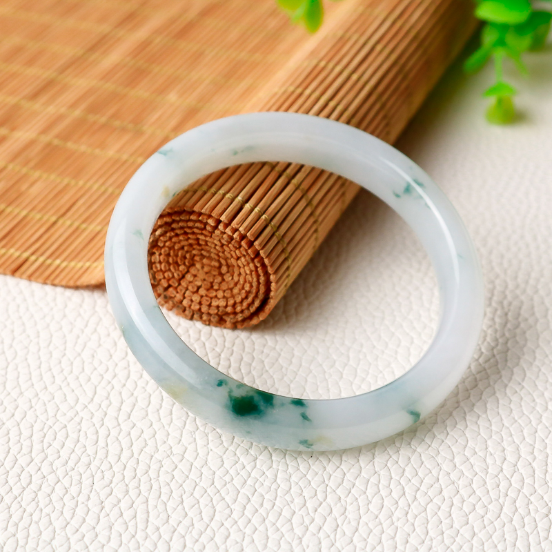 古珍 【花样】高冰糯飘花翡翠手镯 种老水润 细腻冰透 飘花灵动唯美送