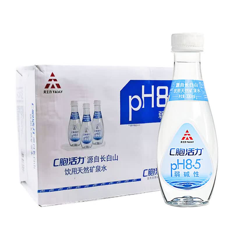 美意颂天士力c胞活力长白山矿泉水330ml*24弱碱ph8.