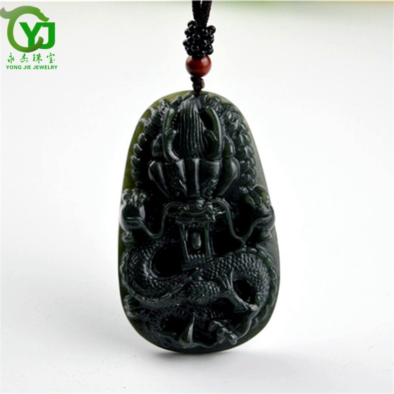 永杰珠宝     和田玉吊坠  青玉生肖龙 龙行天下玉坠 男女款挂件礼物带证书
