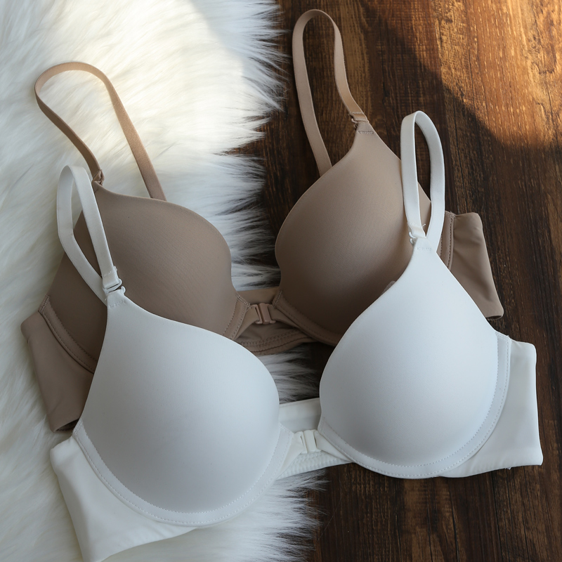 维多利亚日本前扣文胸聚拢上托防下垂光面无痕软胶有