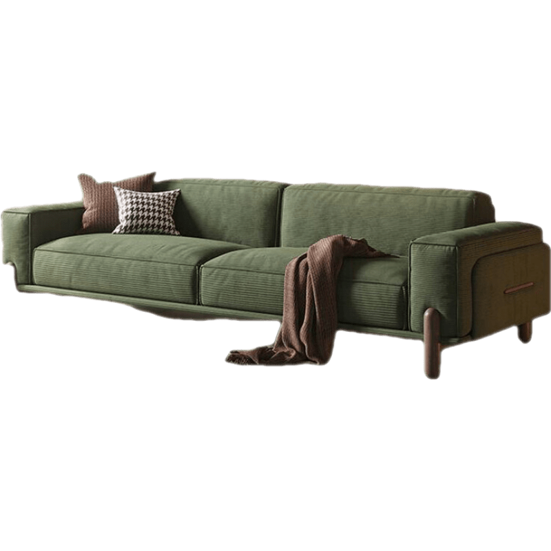 季勤 沙发 绒布沙发豆腐块直排三人位意式极简实木布艺沙发灯芯绒侘寂风 双扶手单人位【1.16米】 【复古灯芯绒】减震蛇形弹簧+全实木框架