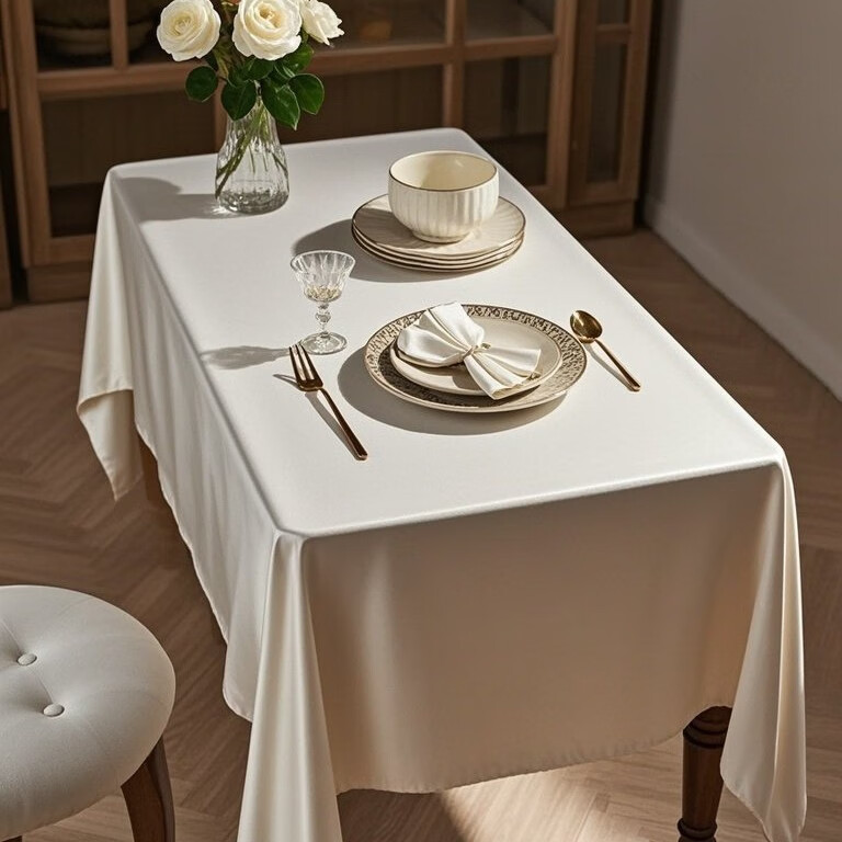 鹿婕锦缎桌布酒店高档会议桌布定制长方形加厚白色轻奢高级感长条桌台 定制尺寸链接客服改价