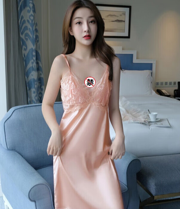 vieruodis情趣睡衣内衣吊带蕾丝透视睡裙女式性感诱惑长裙含内裤 肤色