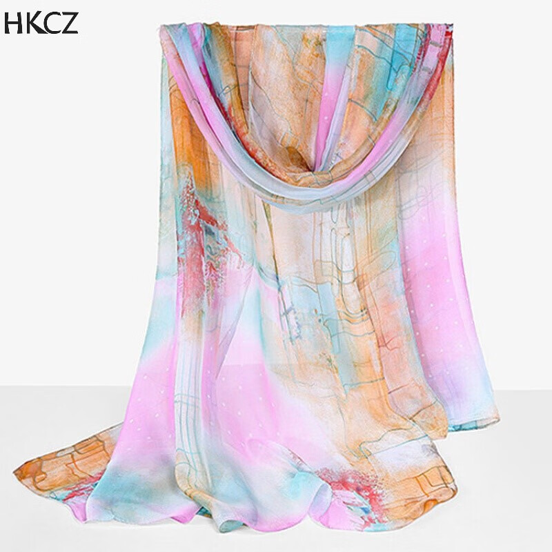 hkcz超大沙滩晒百搭夏天长款披肩女纱巾多用百搭丝巾丝巾轻薄款晒夏天